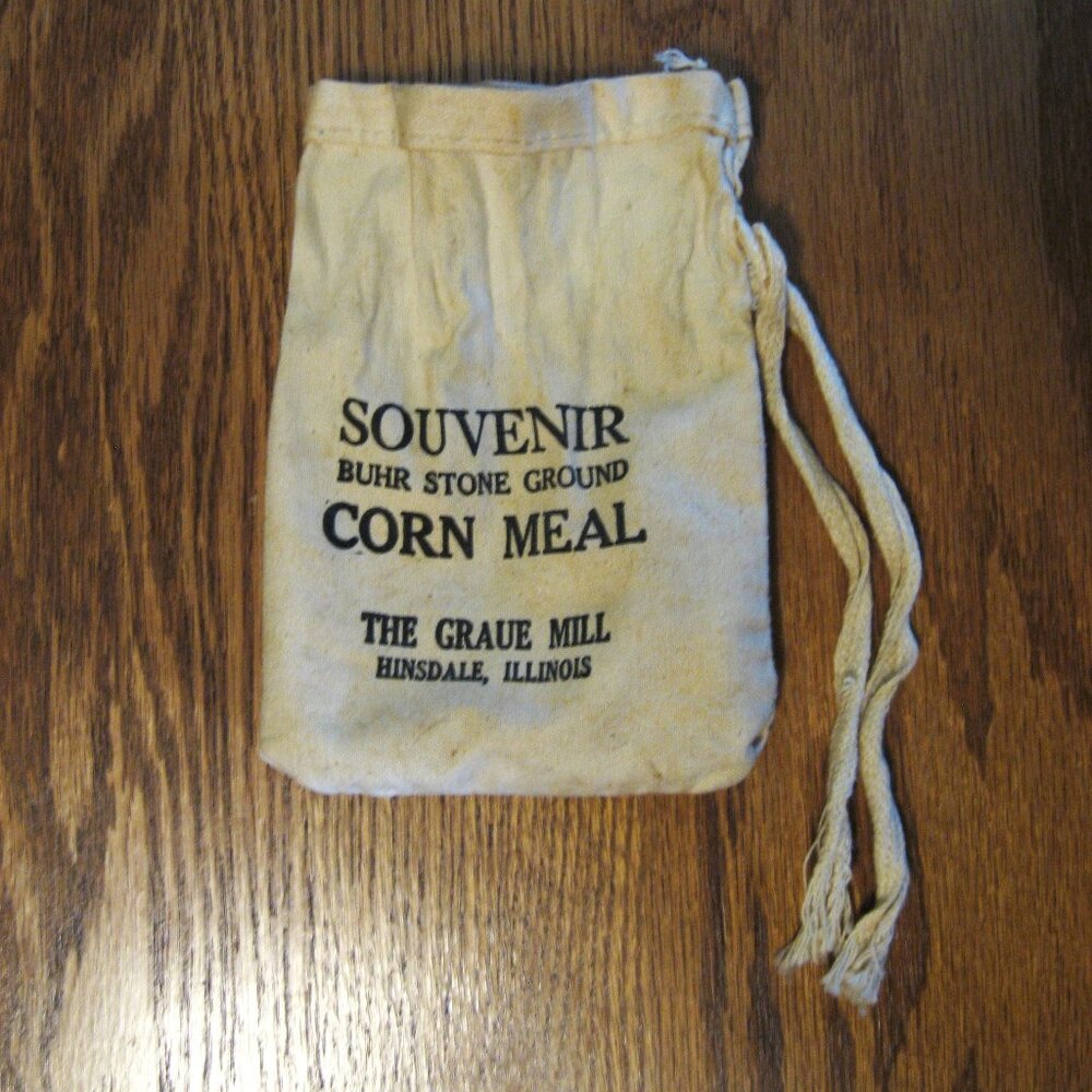 The Graue Mill Souvenir corn meal bag from Hinsdale Illinois